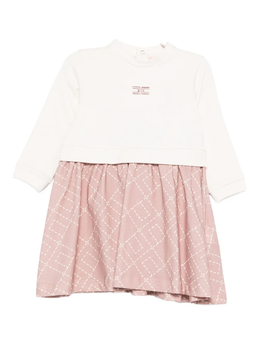 Elisabetta Franchi La Mia Bambina Babies' Embroidered-diamond Pattern Dress In Pink