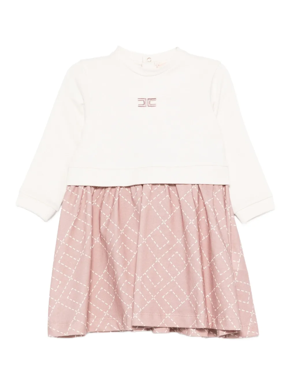 Elisabetta Franchi La Mia Bambina Jurk met geborduurd patroon Beige