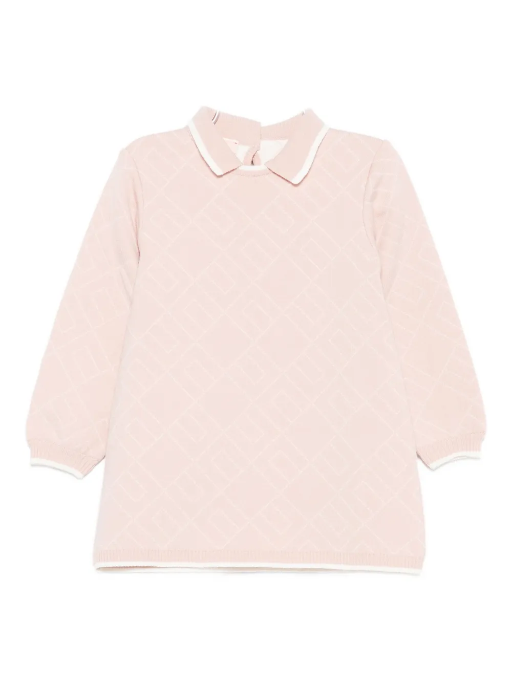 Elisabetta Franchi La Mia Bambina Babies' Geometric-pattern Collared Dress In Pink