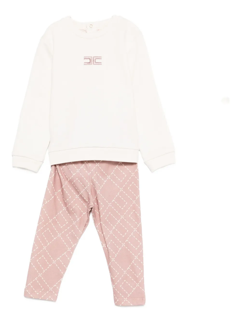 Elisabetta Franchi La Mia Bambina Printed-logo Patterned Set In Pink