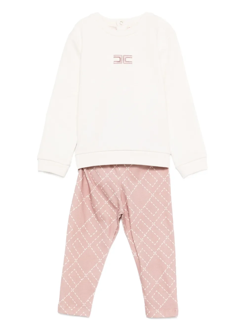 Elisabetta Franchi La Mia Bambina Shirt en broek logoprint en patroon Beige