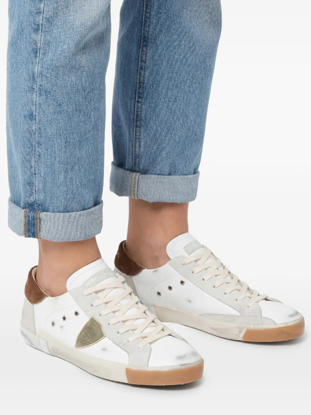 Philippe Model Paris Suède low-top sneakers met vlakken Wit