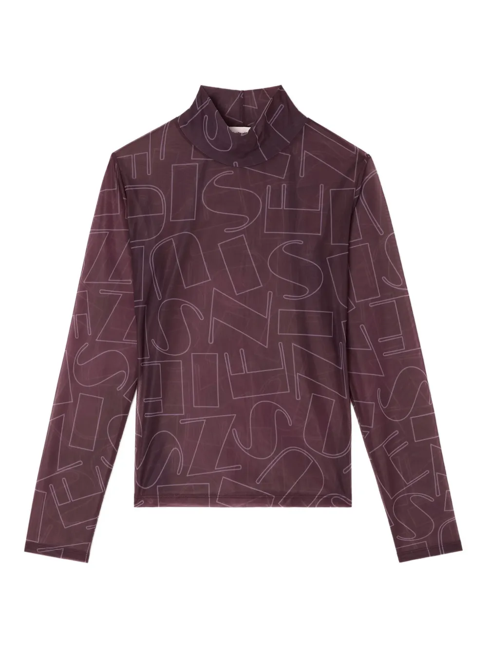 Sunnei high-neck print long-sleeve top - Violett