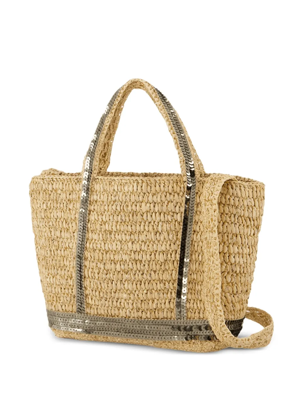 Vanessa Bruno Raffia shopper verfraaid met pailletten - Beige