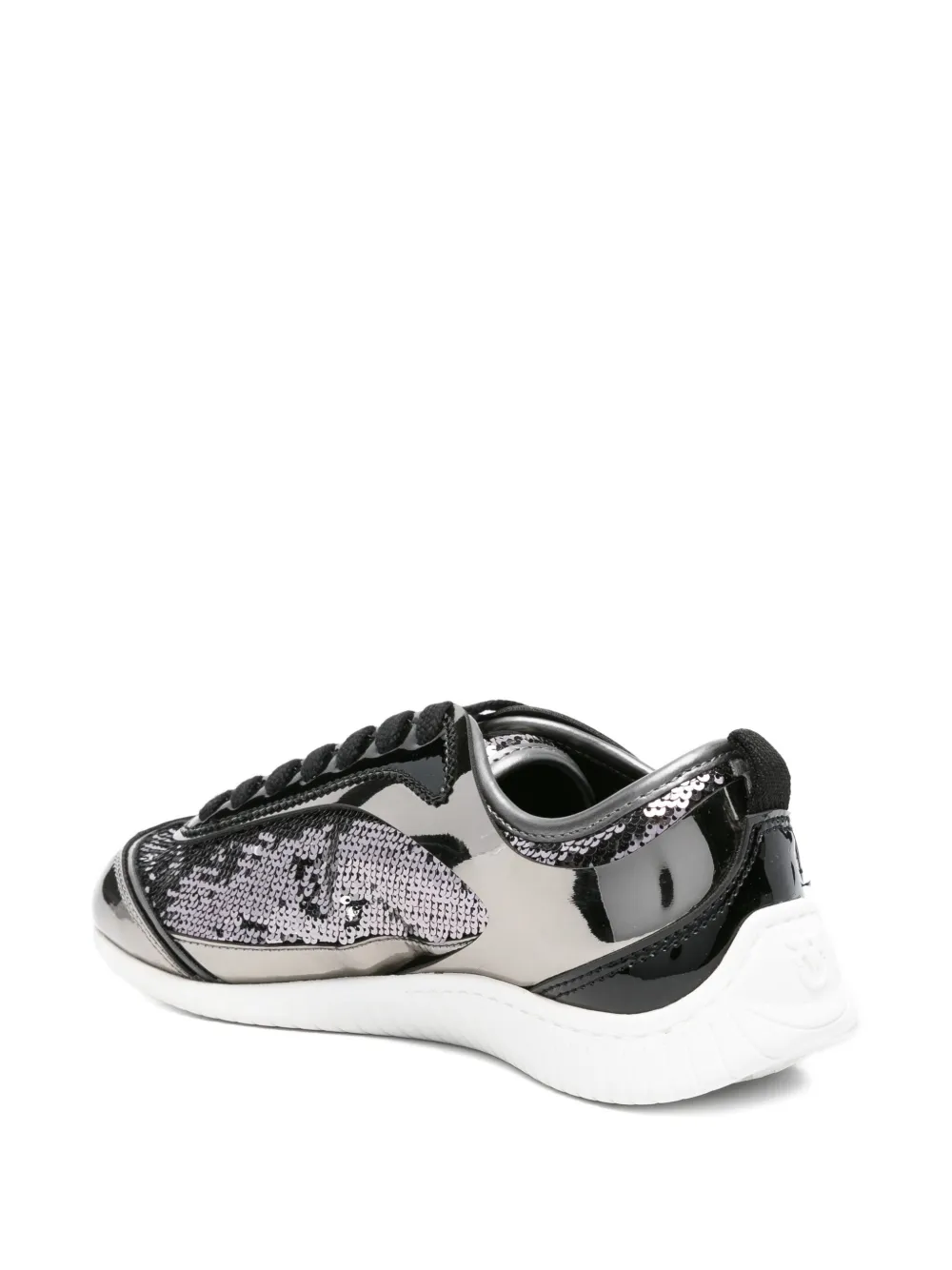 PINKO leather lace-up sneakers Silver