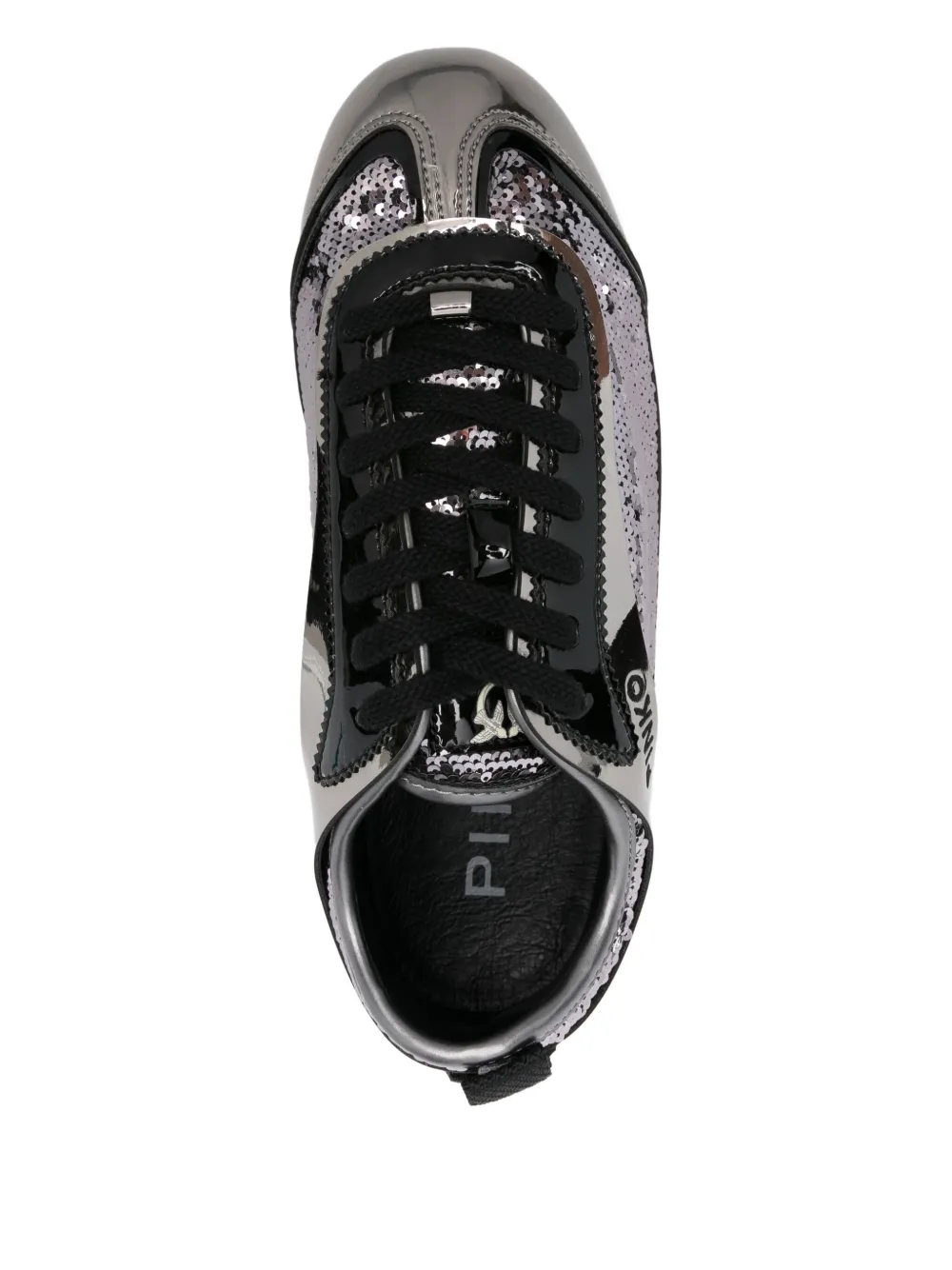 PINKO leather lace-up sneakers Silver