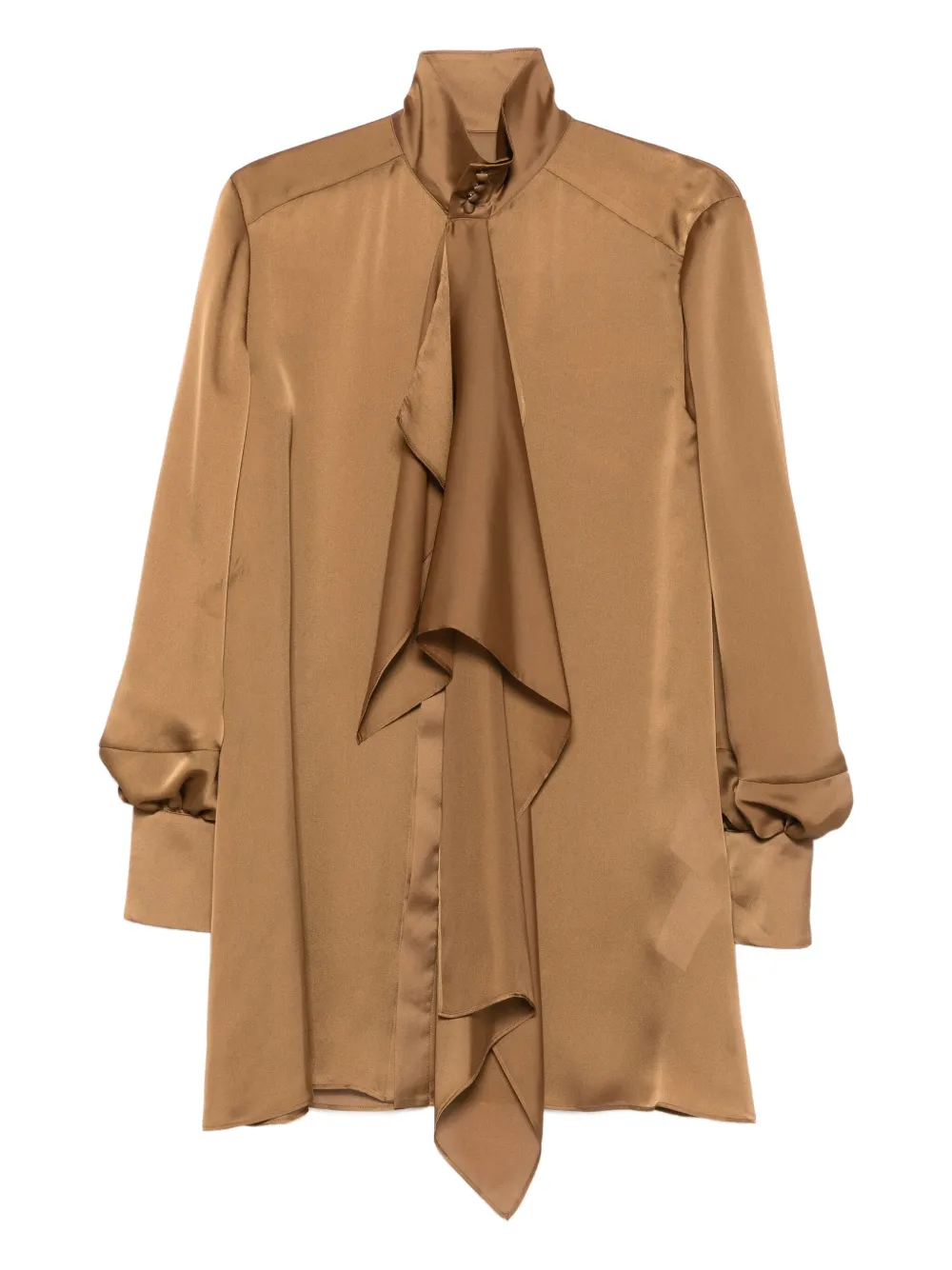 Sacai Blouse met hoge hals en ruches Bruin