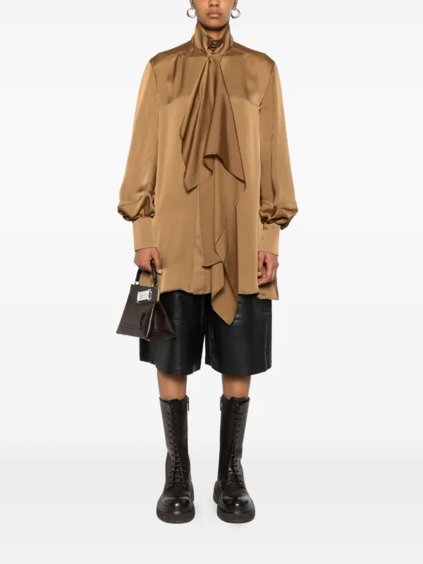 Sacai ハイネック ラッフルシャツ | ブラウン | FARFETCH JP