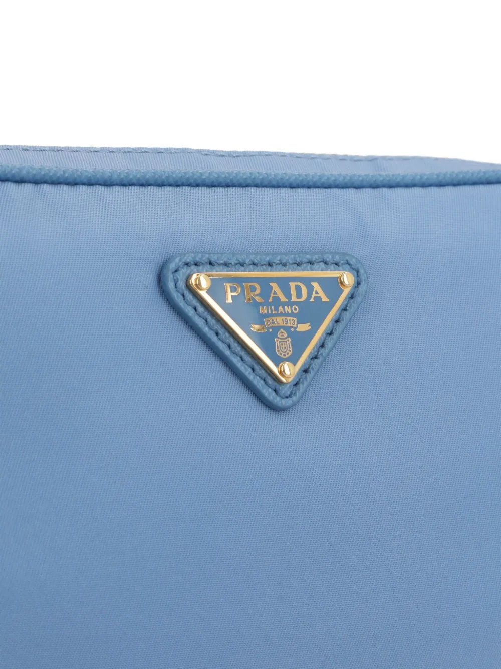 Prada Re-Nylon logo-plaque zip-top make up bag Blauw