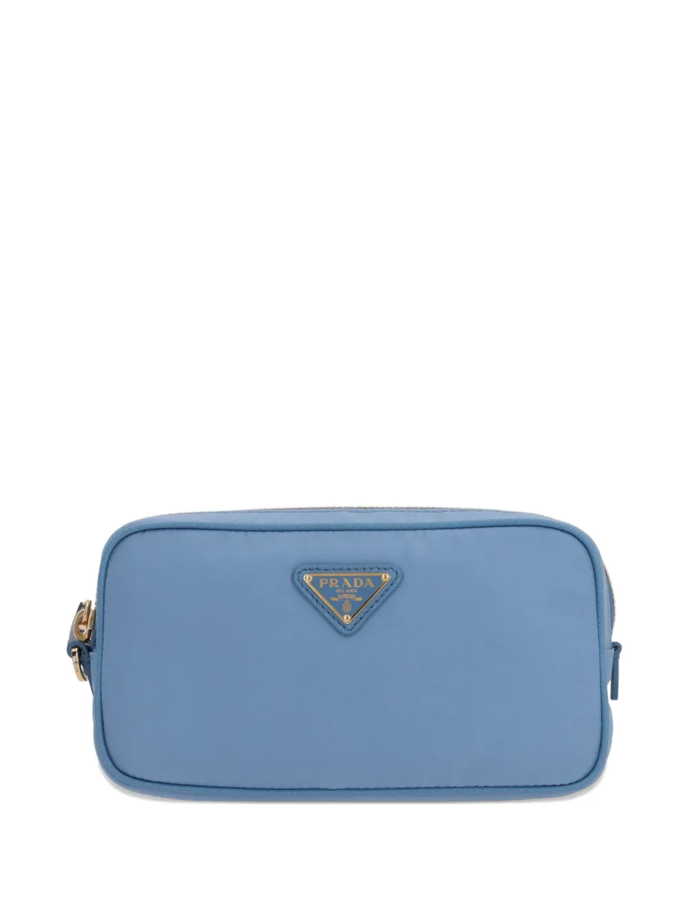 Prada Re-Nylon logo-plaque zip-top make up bag Blauw
