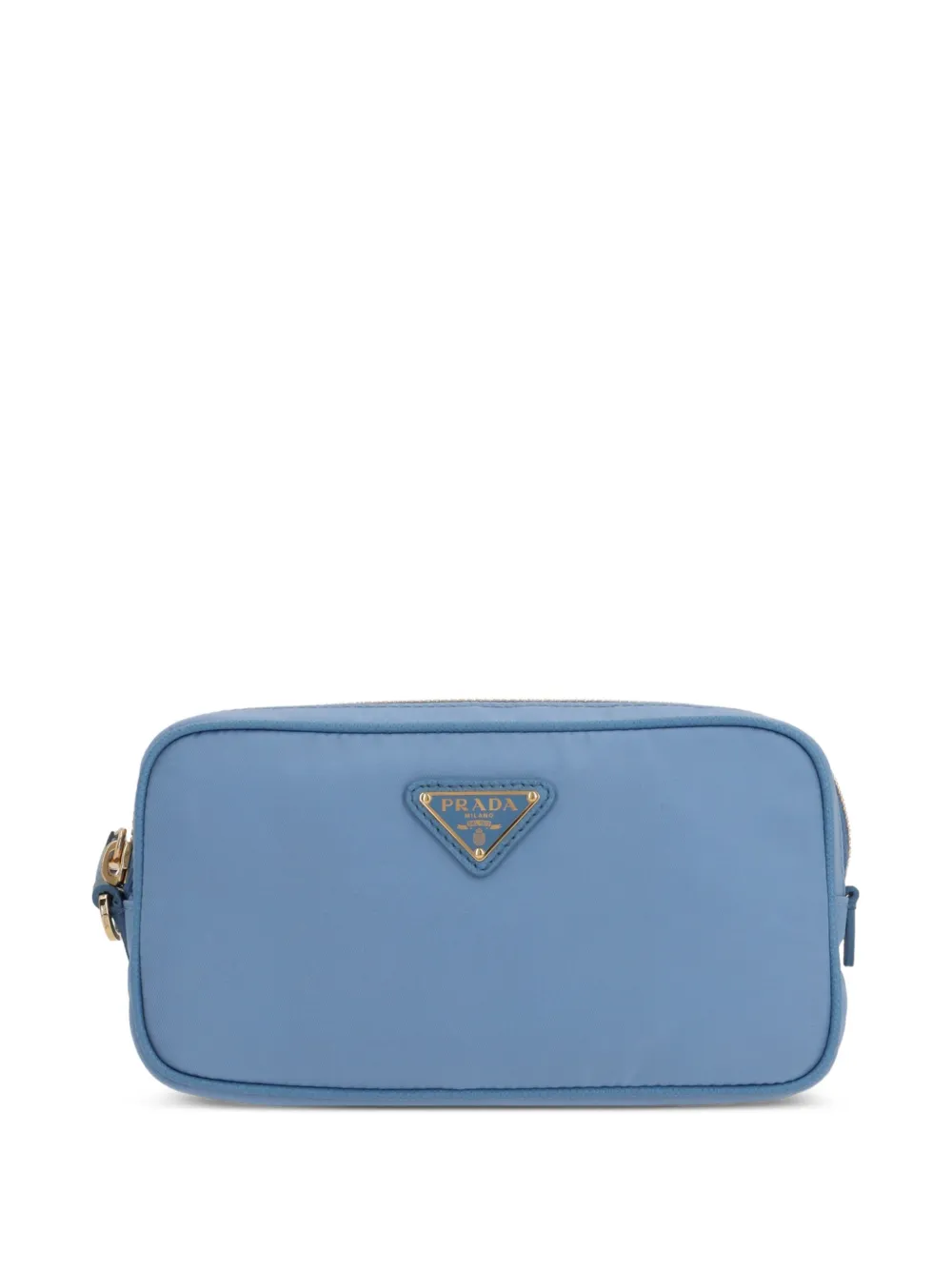 Prada Re-Nylon logo-plaque zip-top make up bag Blauw