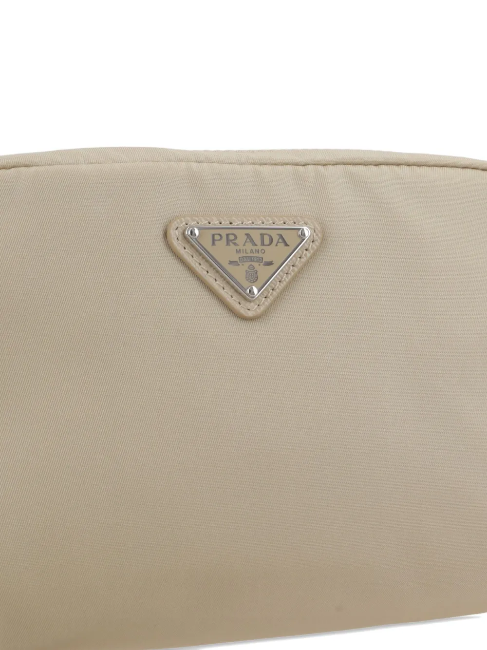 Prada Re-Nylon triangle-logo make up bag Beige