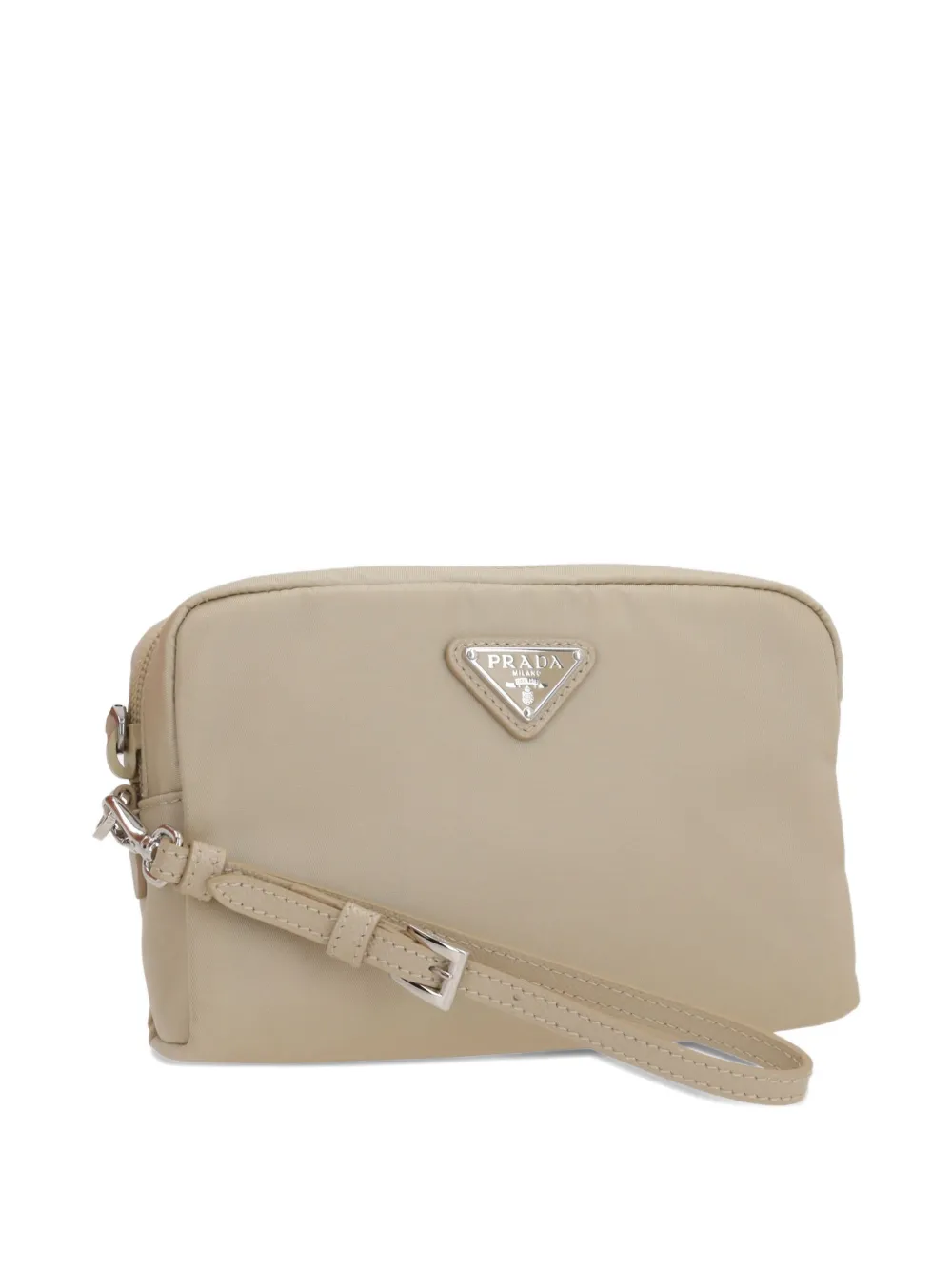 Prada Re-Nylon triangle-logo make up bag Beige