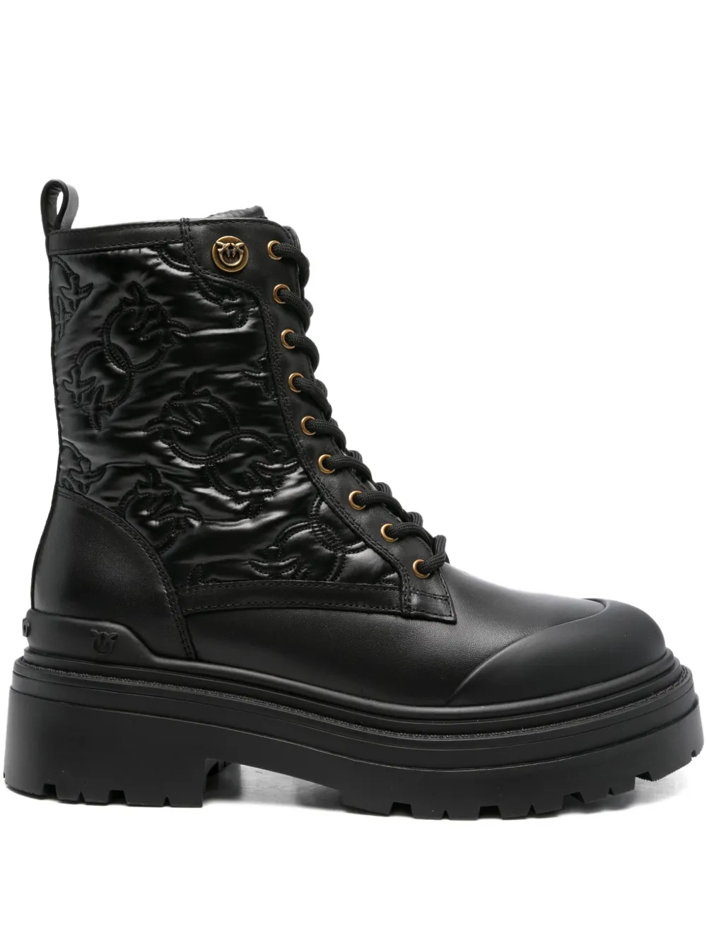PINKO 50mm quilted lace-up boots Black