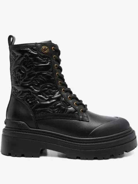 PINKO 50mm quilted lace-up boots