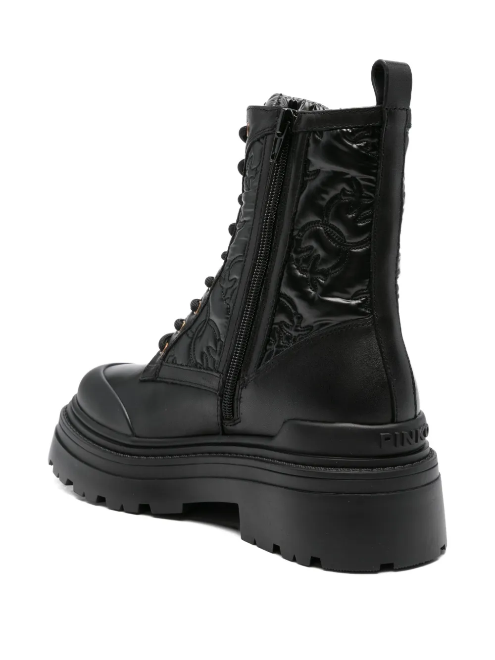 Pinko 50mm Quilted Lace-up Boots In Black