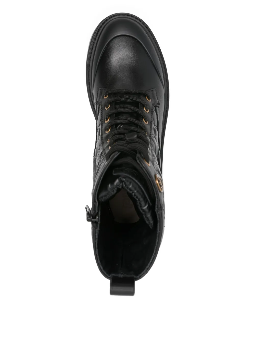 Pinko 50mm Quilted Lace-up Boots In Black