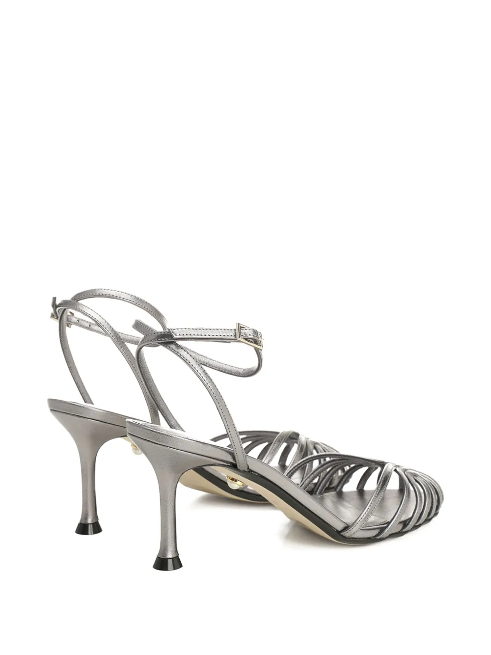 Alevì 75mm Ally Ankle-strap Leather Sandals In Silver