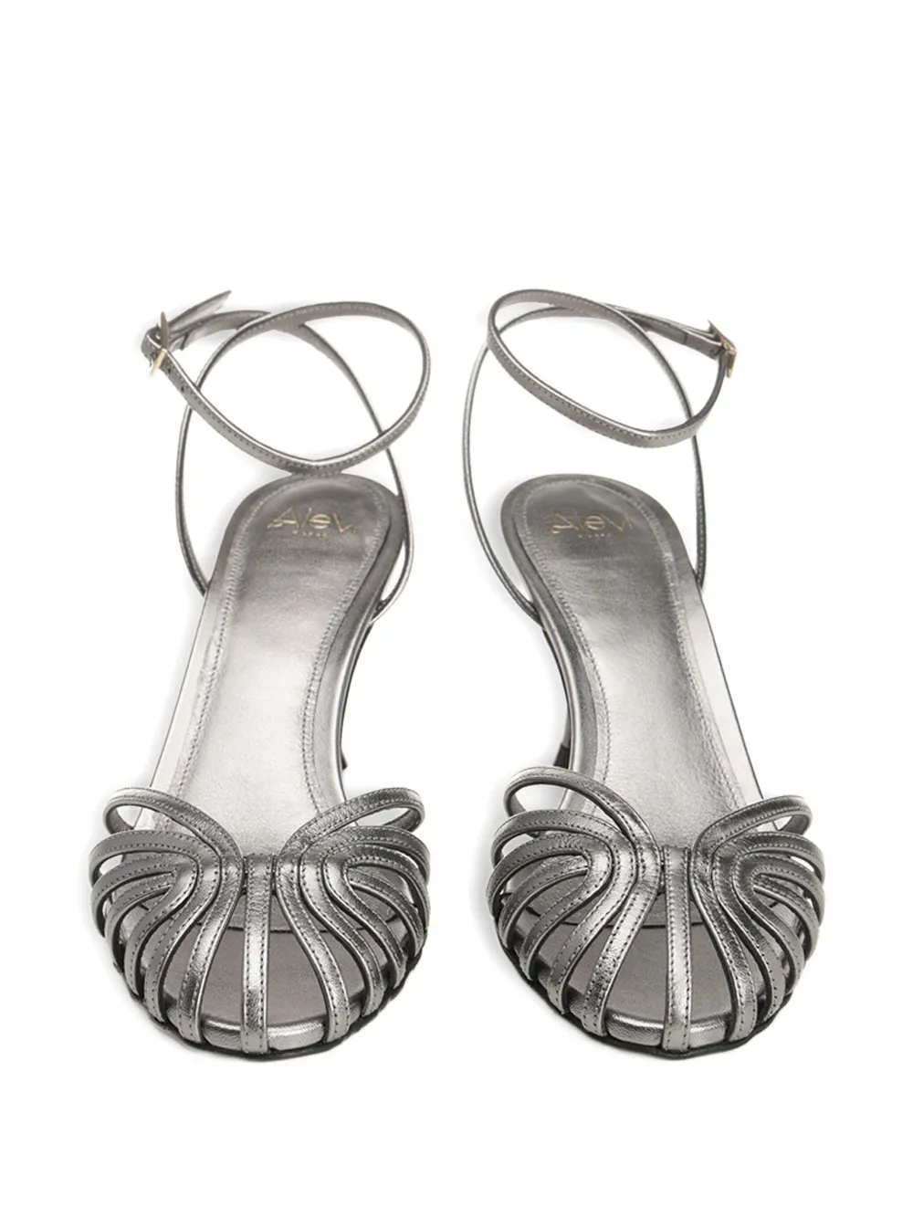 Alevì 75mm Ally Ankle-strap Leather Sandals In Silver