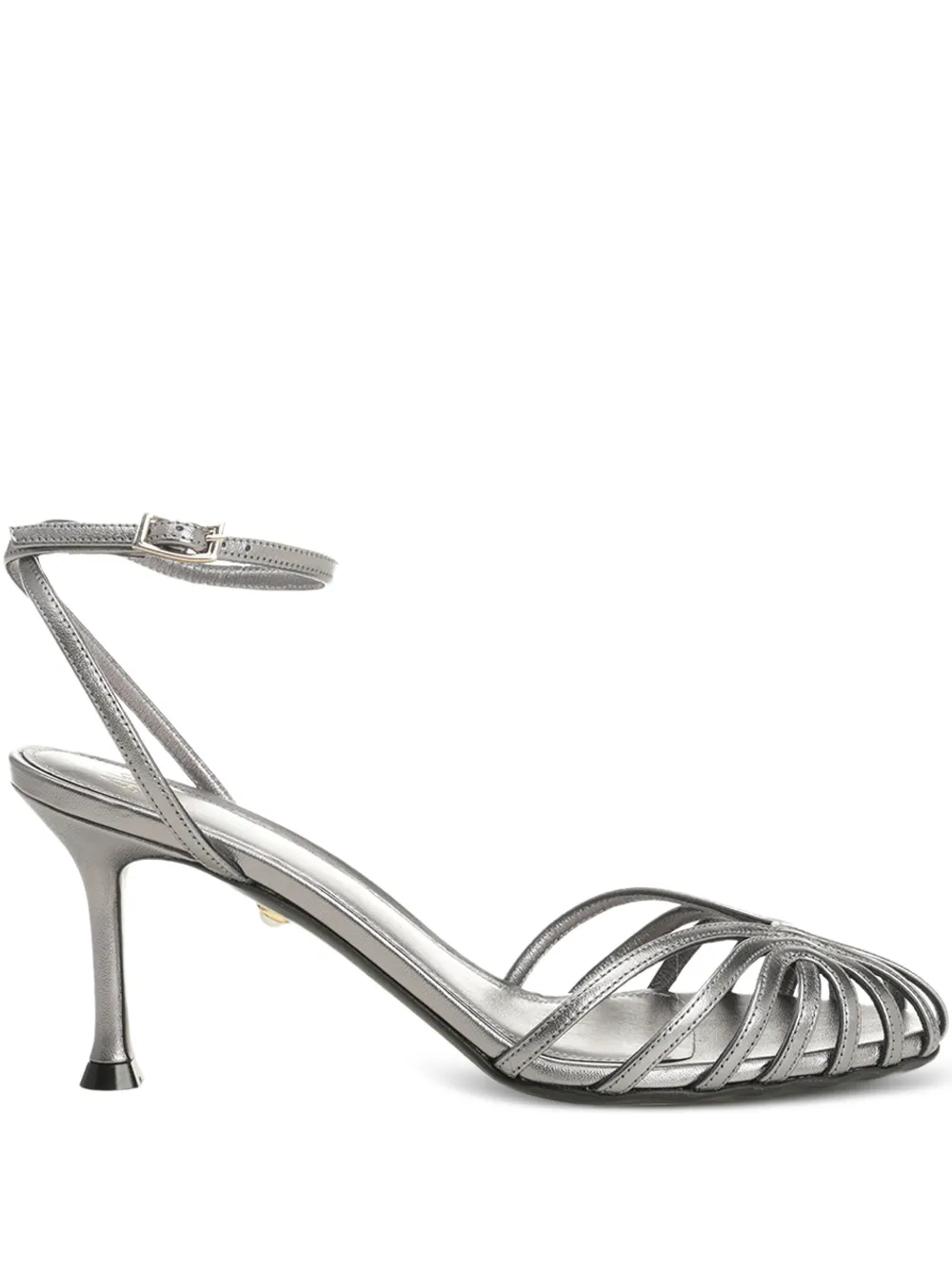 Alevì 75mm Ally ankle-strap leather sandals Silver