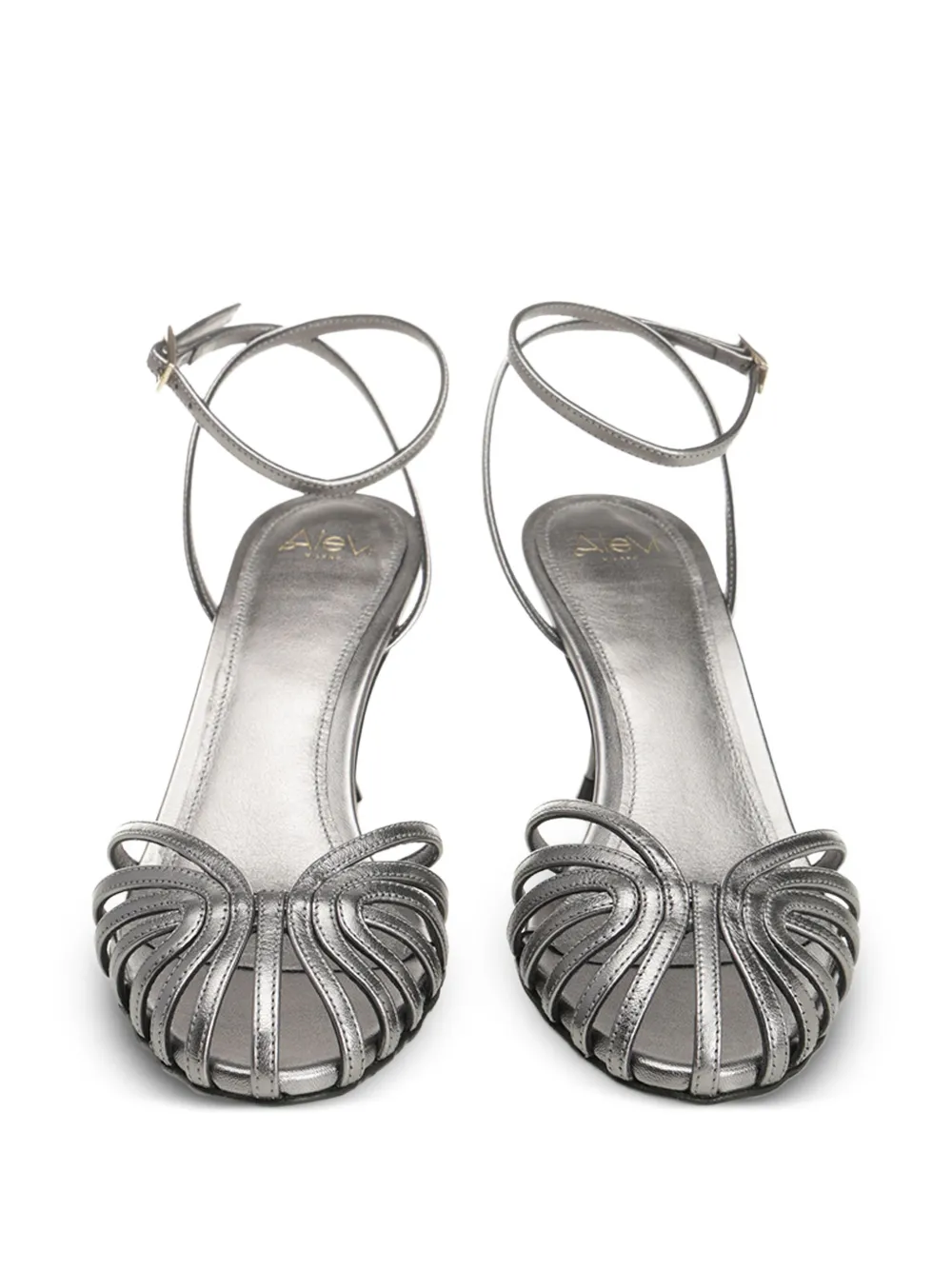 Alevì 75mm Ally ankle-strap leather sandals Silver