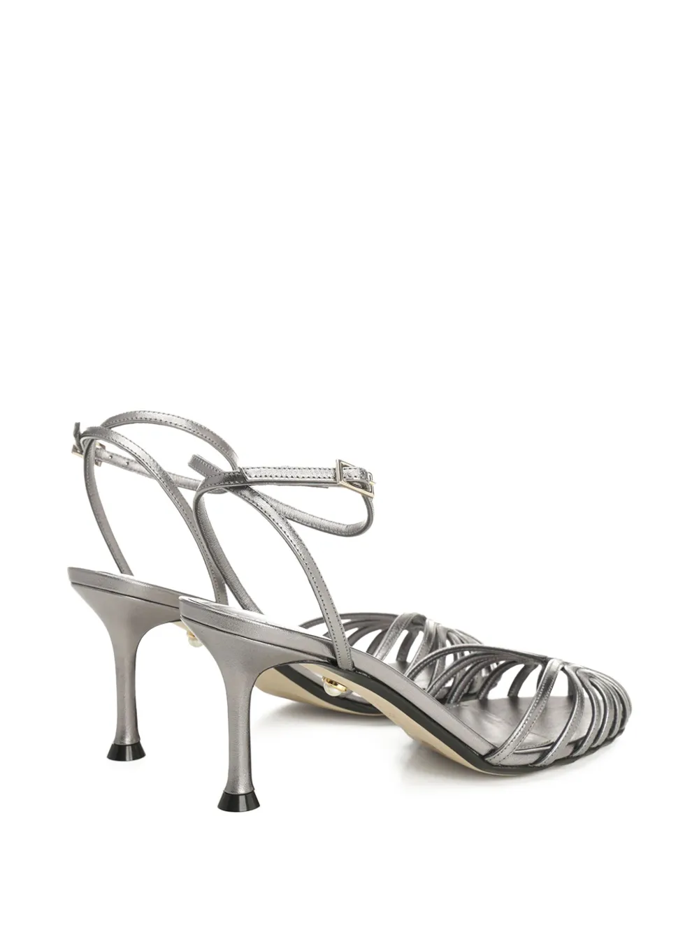 Alevì 75mm Ally ankle-strap leather sandals Silver