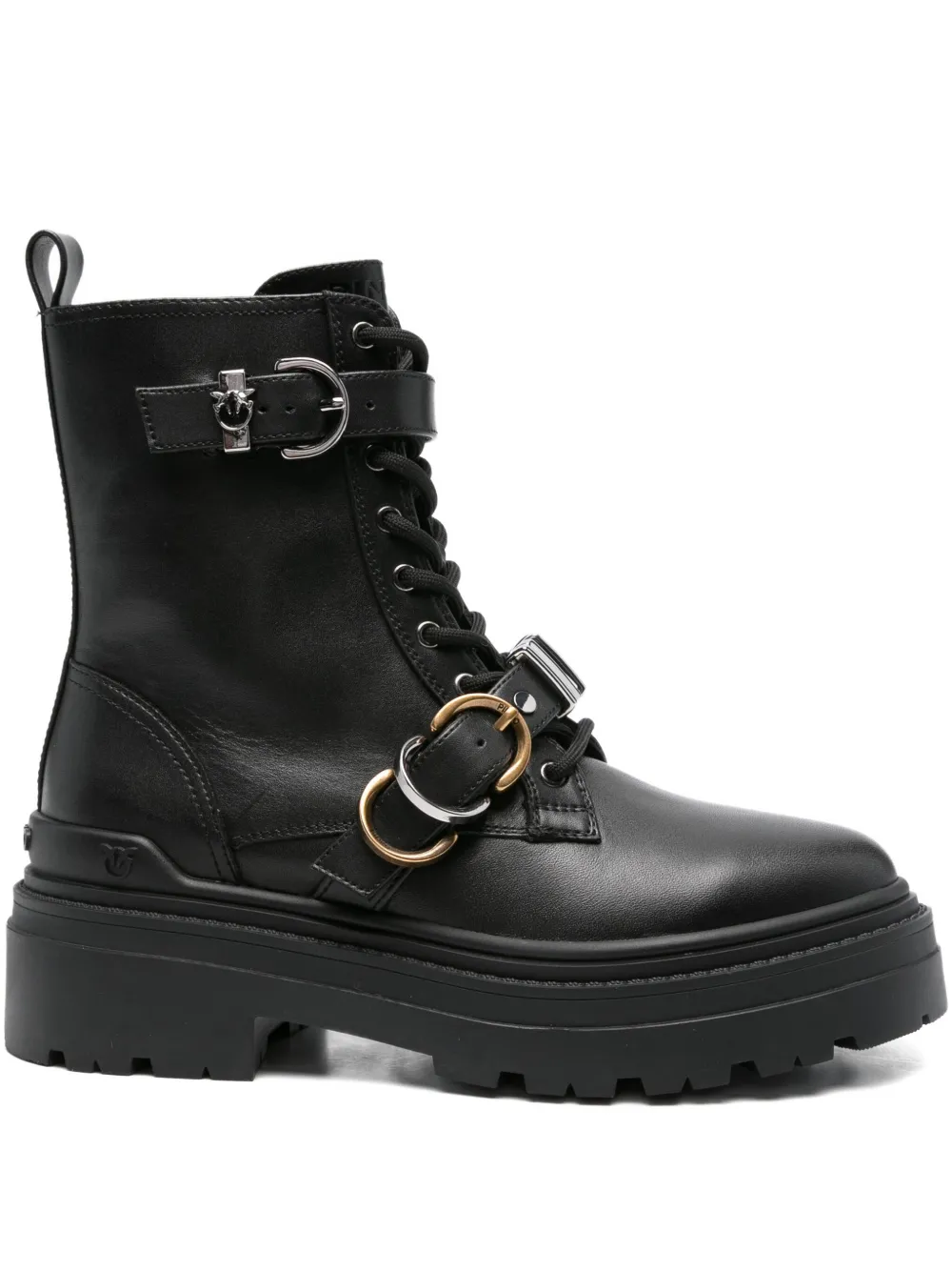 PINKO leather combat boots Black