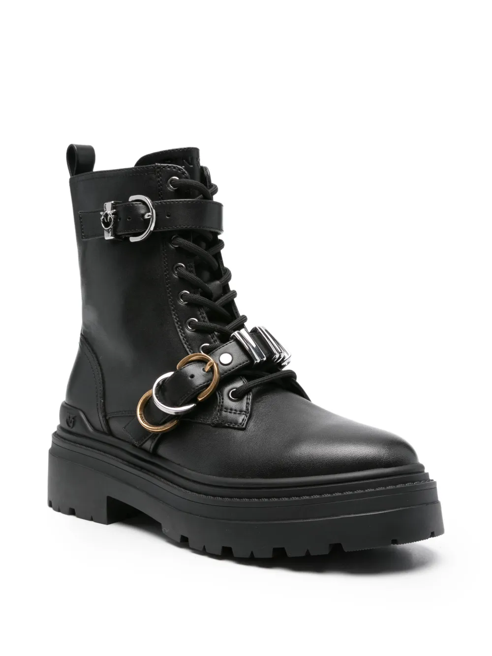 PINKO leather combat boots Black