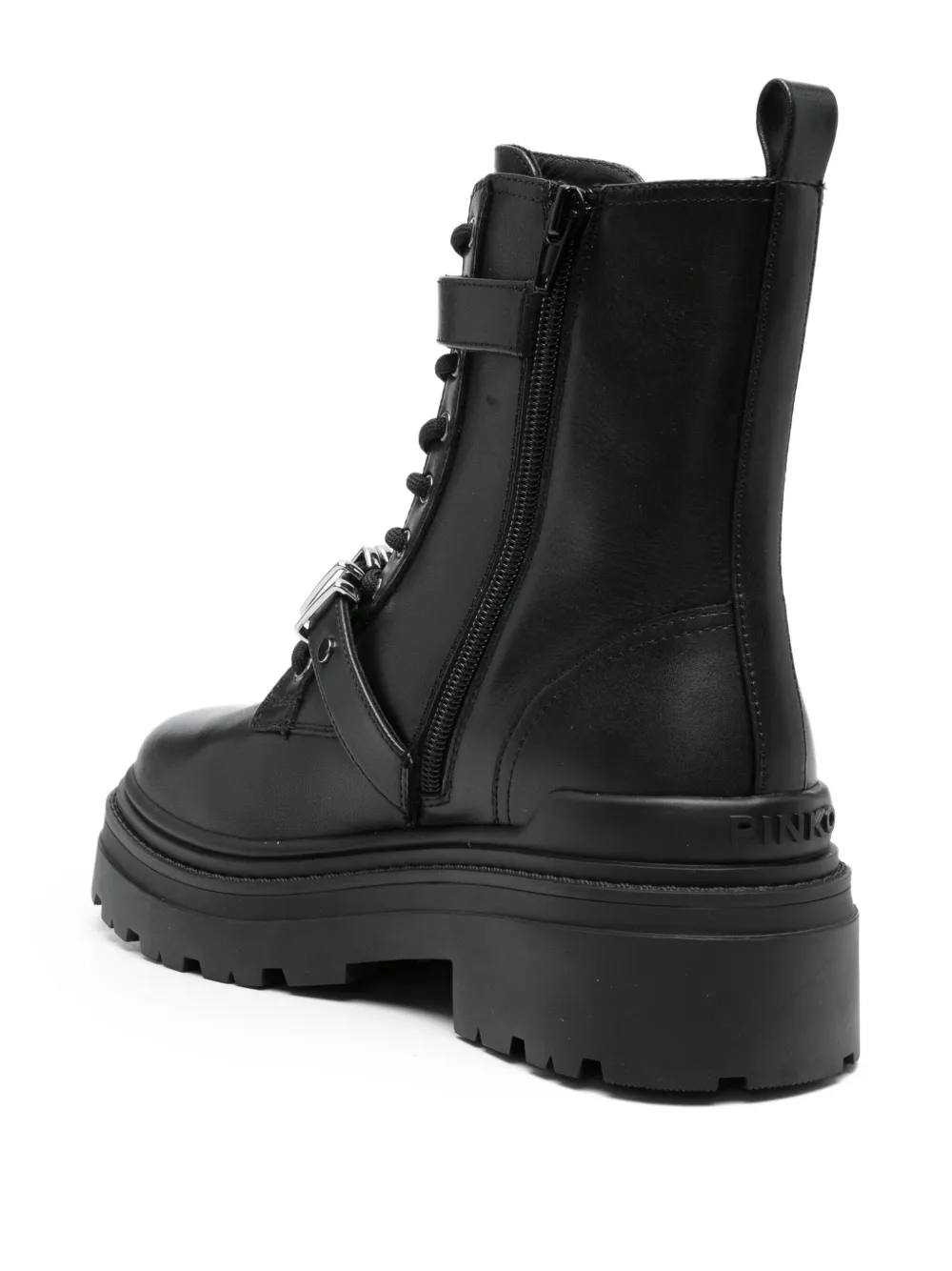 PINKO leather combat boots Black