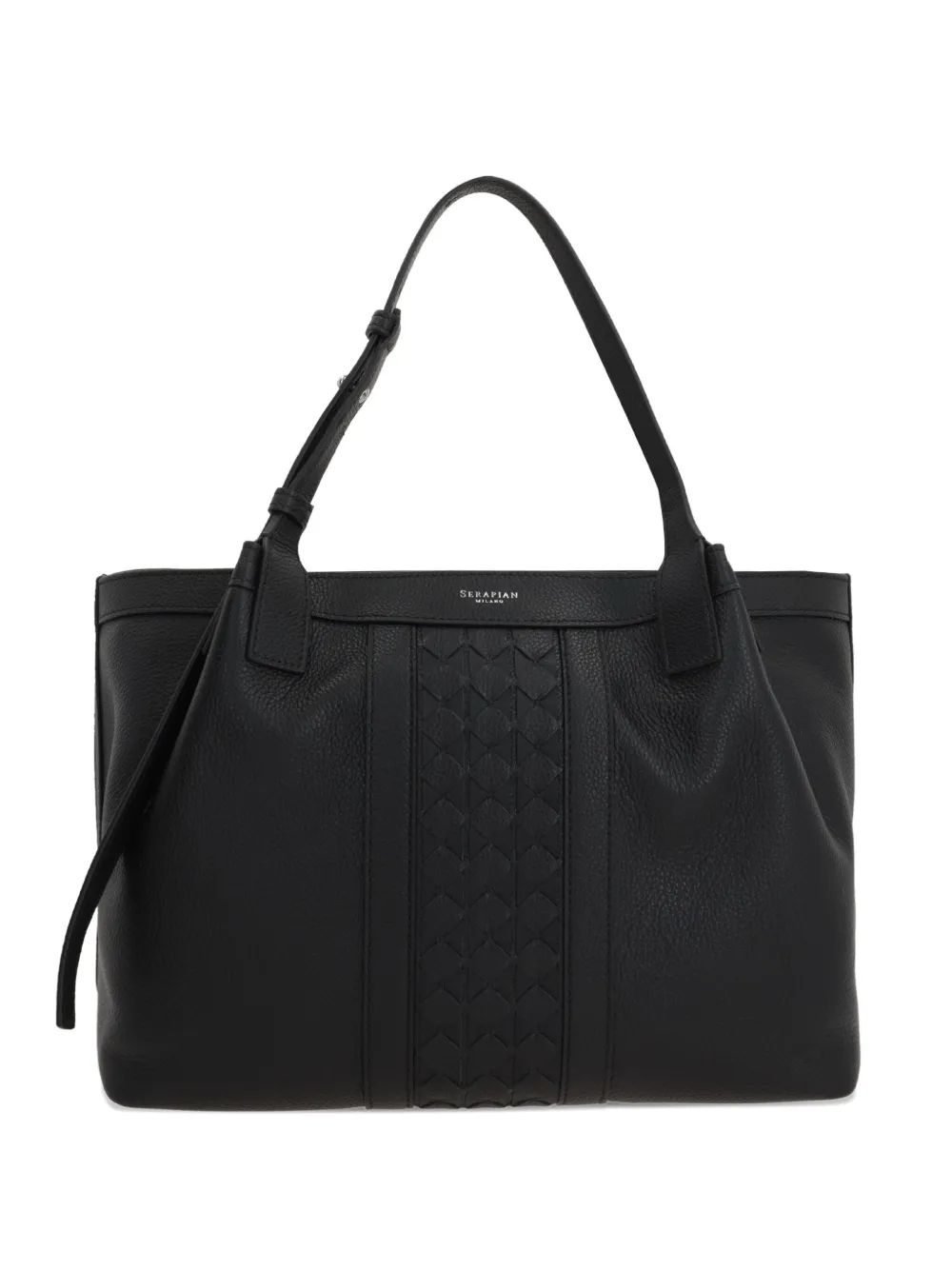 Serapian Woven-panel Tote Bag In Black