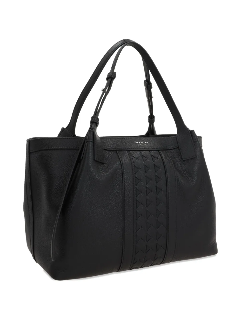 Serapian Woven-panel Tote Bag In Black