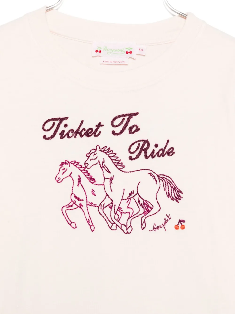 Bonpoint horse-embroidered long-sleeved T-shirt Roze