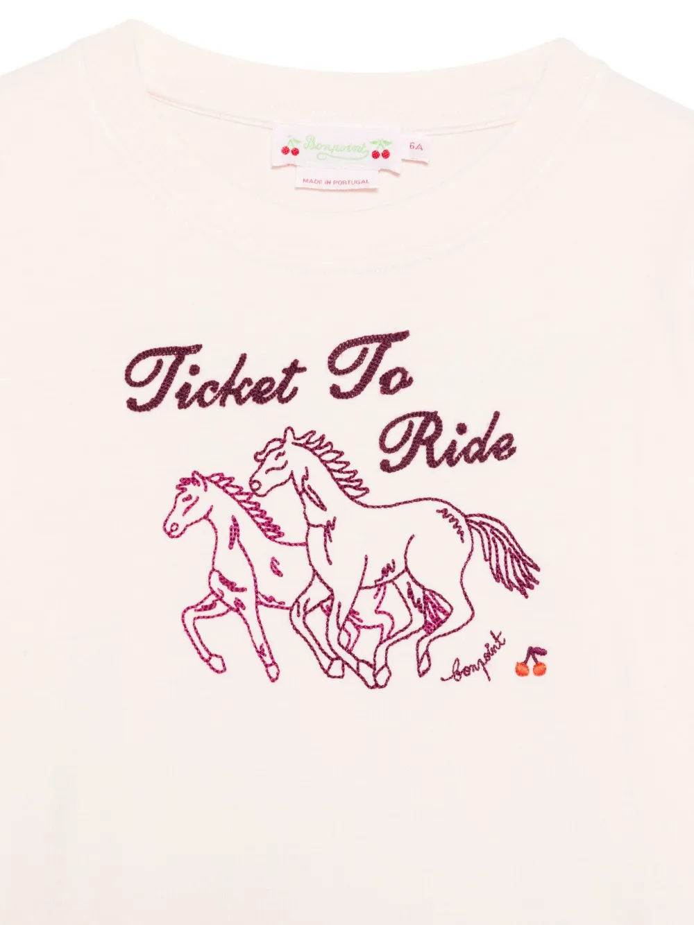  Bonpoint Horse-embroidered Long-sleeved T-shirt - Pink 