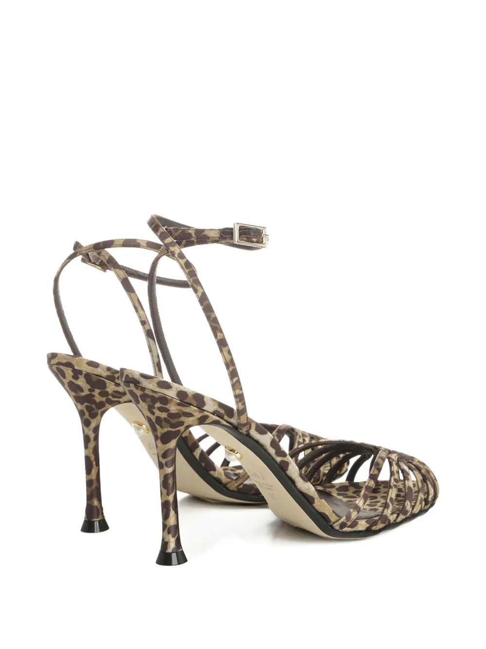 Alevì 95mm Ally Leopard-print Sandals In Brown