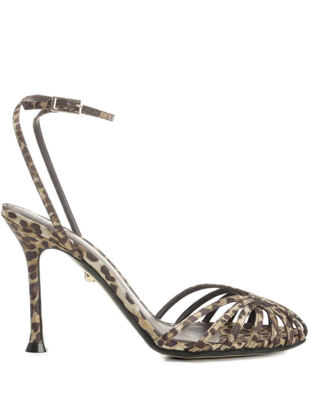 Alevì 95mm Ally Leopard-print Sandals In Brown