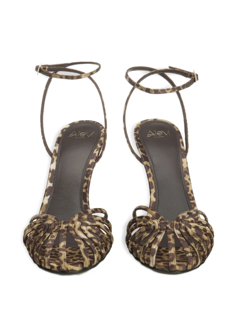 Alevì 95mm Ally Leopard-print Sandals In Brown