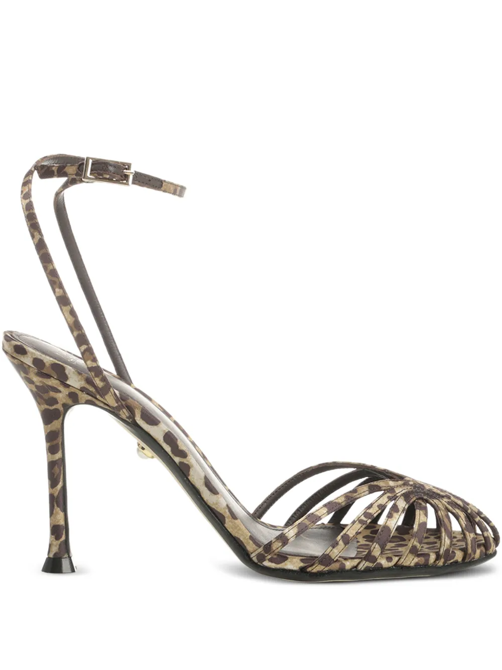 Alevì 95mm Ally leopard-print sandals Brown