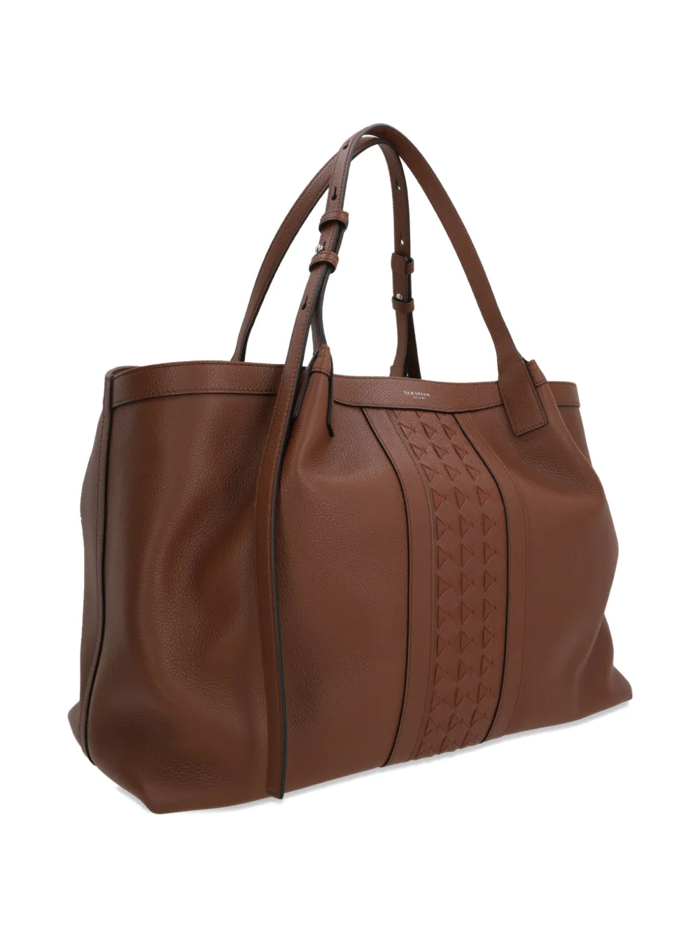 Serapian Secret Textured-leather Tote In Brown