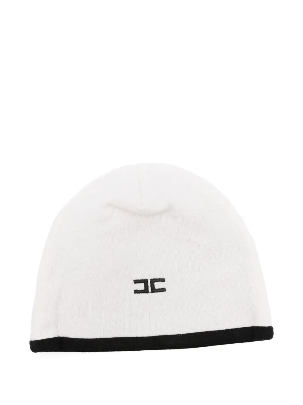 Elisabetta Franchi La Mia Bambina Embroidered-logo Cotton Knitted Hat In White