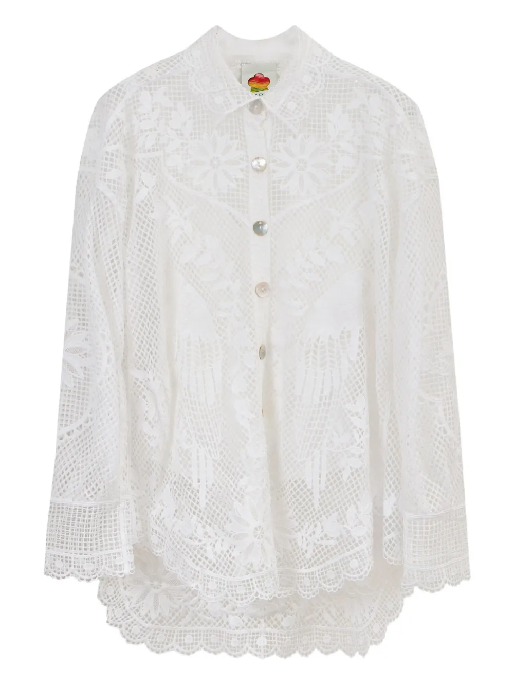 FARM Rio guipure lace shirt - ホワイト FARM Rio guipure lace shirt - ホワイト
