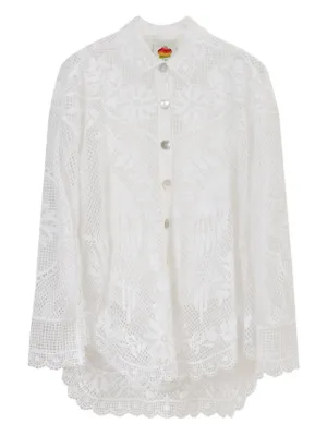 Self-Portrait レース トップ | ホワイト | FARFETCH JP