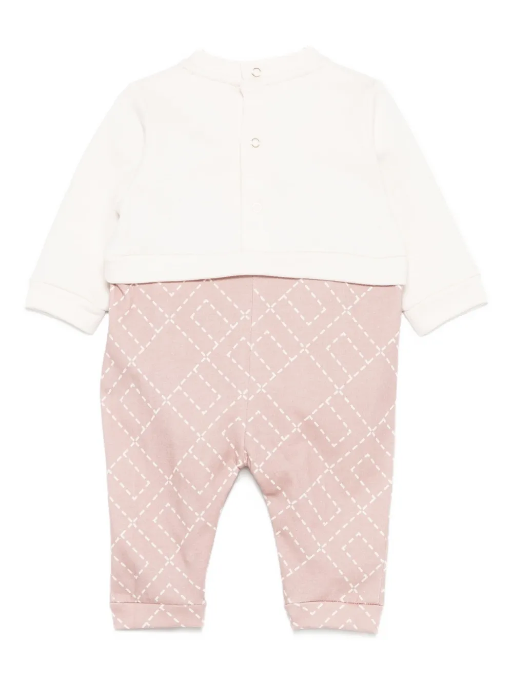 Elisabetta Franchi La Mia Bambina logo-embroidered diamond-pattern jumpsuit Wit