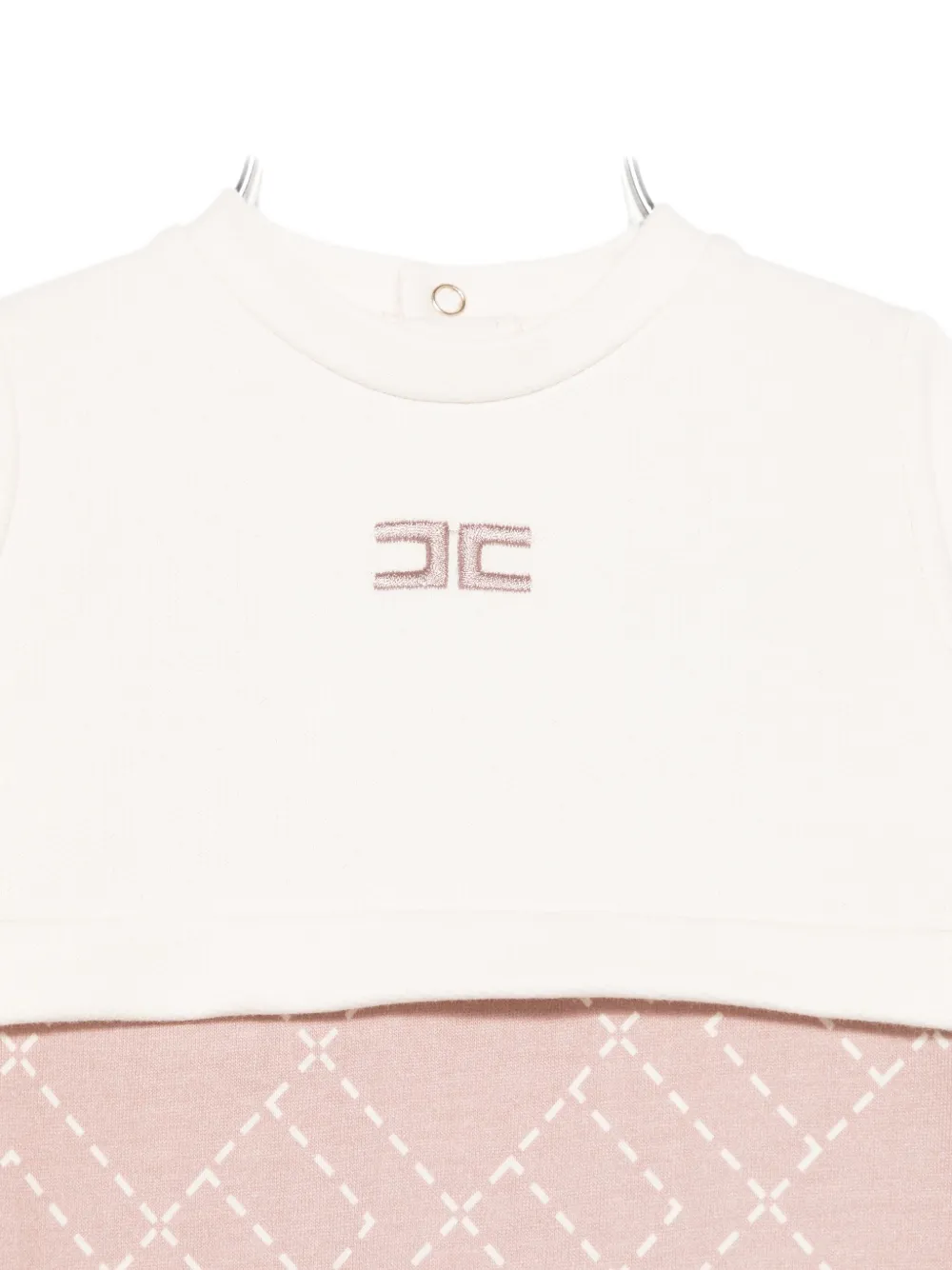 Elisabetta Franchi La Mia Bambina Logo-embroidered Diamond-pattern Jumpsuit In Neutral