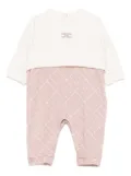 Elisabetta Franchi La Mia Bambina logo-embroidered diamond-pattern jumpsuit - White