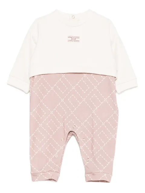 Elisabetta Franchi La Mia Bambina logo-embroidered diamond-pattern jumpsuit