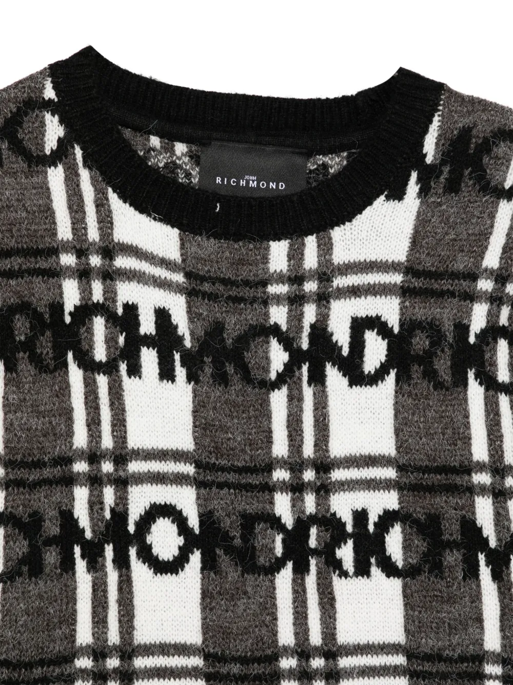 John Richmond Junior intarsia-knit logo sweater Grijs
