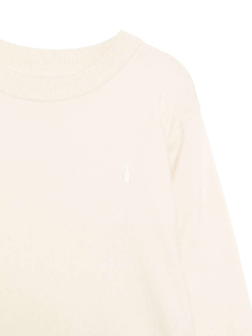 TRUSSARDI JUNIOR logo-embroidered crew-neck sweater Beige