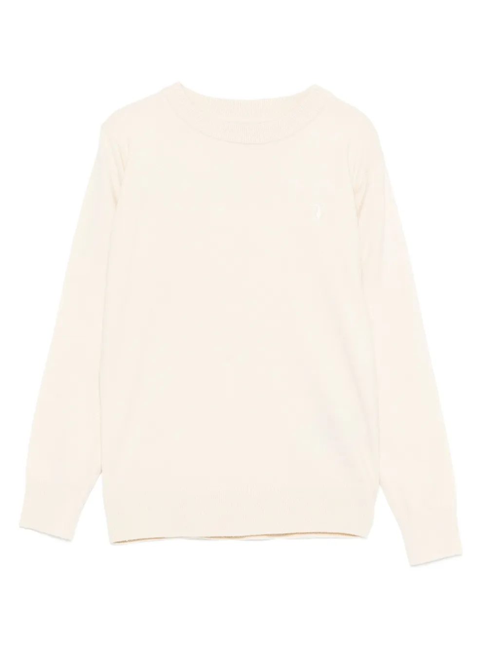 TRUSSARDI JUNIOR logo-embroidered crew-neck sweater Beige