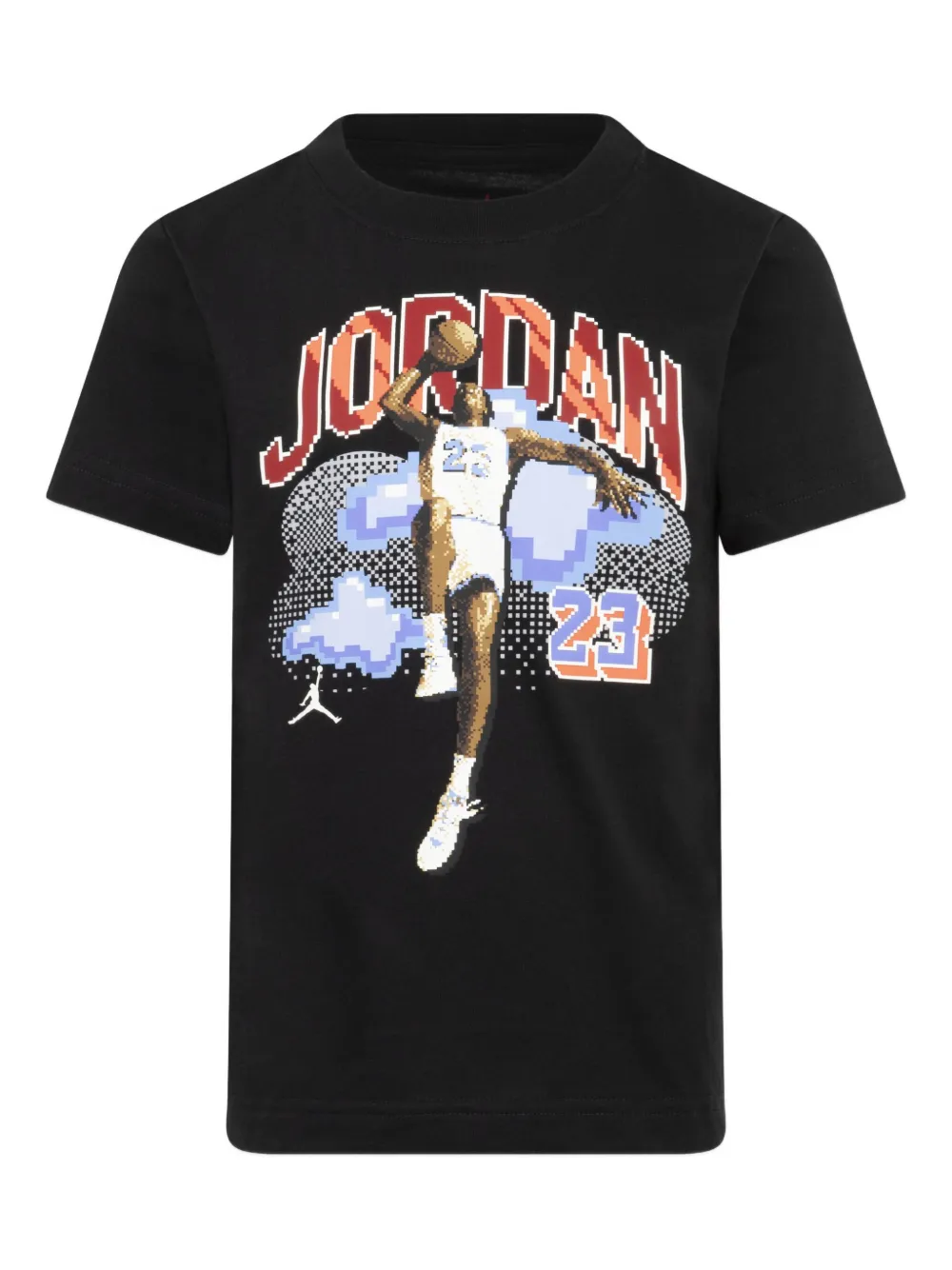 Jordan Kids pixel-print basketball T-shirt Zwart