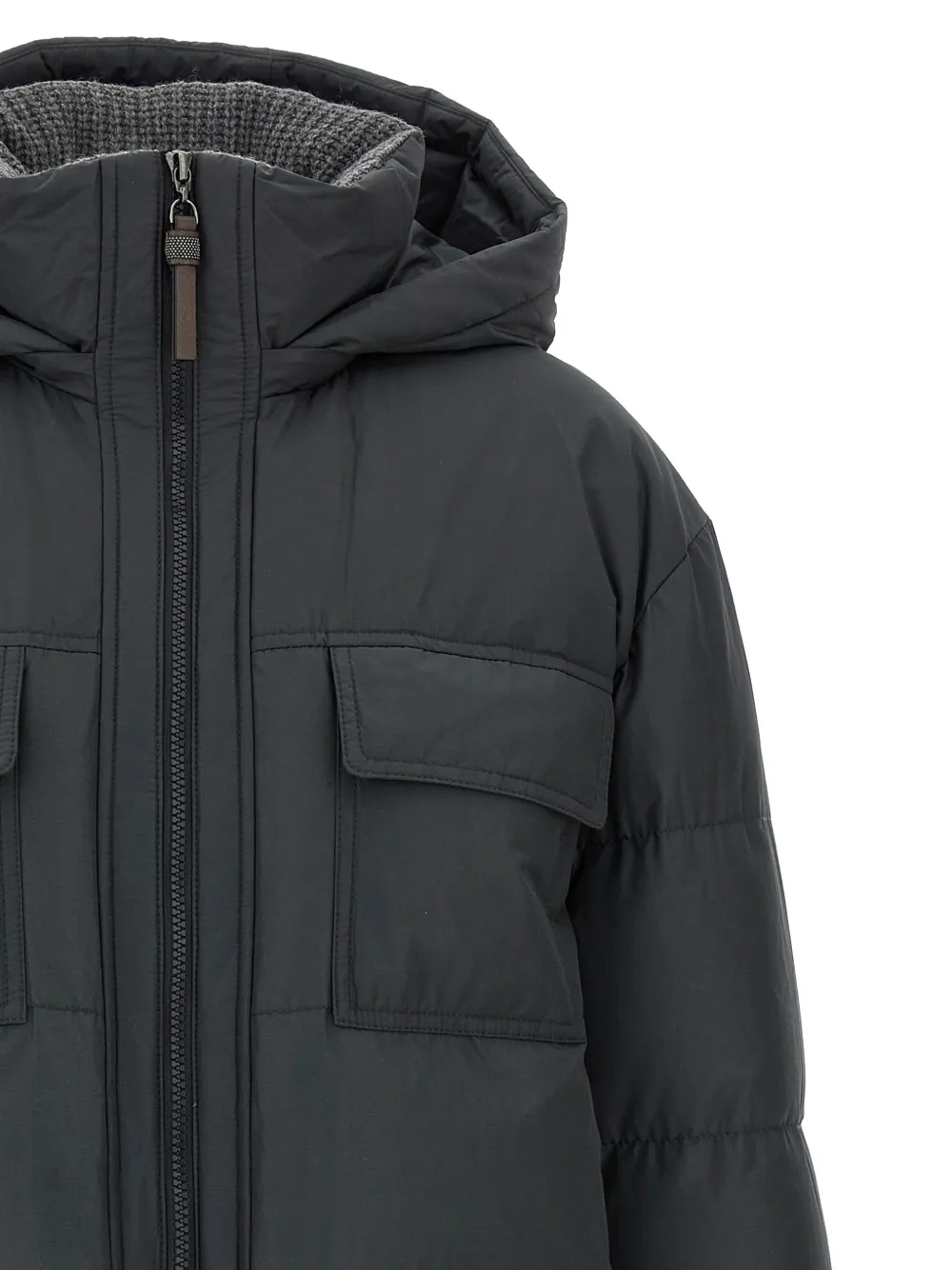 Brunello Cucinelli quilted padded pocket coat Grijs